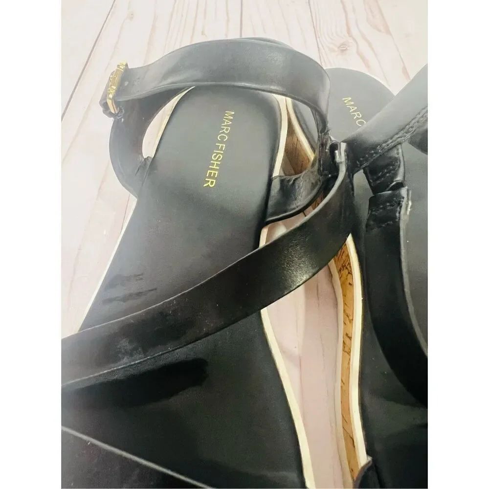 Marc Fisher Black Leather Strappy Sandals - Picture 6 of 6